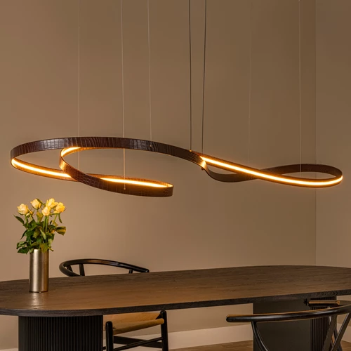 Lucide SLALOM - Pendant light - LED Dim. - CCT - 1x80W 2200K/4000K - Coffee | Premium - atmosphere 1
